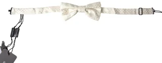 Dolce & Gabbana Elfenbein-Fantasie-Muster Verstellbare Halsband Papillon-Fliege