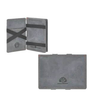 Minimalistisches Magic Wallet mit Münzfach aus Leder in steel blue | Greenburry. Strukturierte Kartenfächer für Ihren geordneten Alltag von heute.