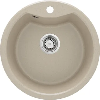 Neuesbad 1-Becken Granitspüle mit FLANGE, 480x194, 3,5'', SANDY, mit Zubehör NB1DEZRS78031