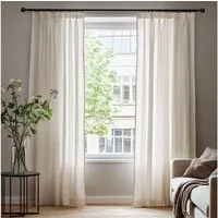 Deconovo Vorhang Halbtransparent Gardinen mit Kräuselband Voile Vorhänge für Wohnzimmer, Lichtfilterung