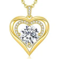 LuxusKollektion Herzkette Halskette Damen Silber 925 Moissanite 3 Karat 18K Vergoldet