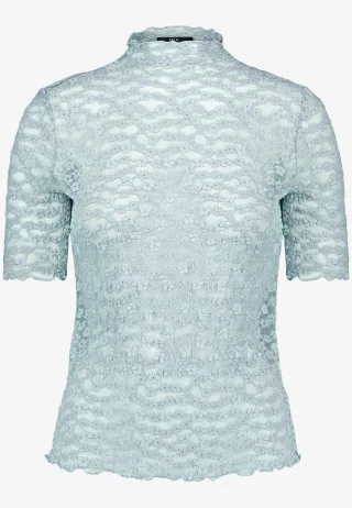 zero - Spitzenshirt mit Stehkragen silver blue - Gr. - 34