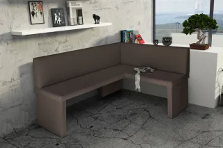 OUTLET Eckbank Bank Küchenbank 196 x 142 cm -ROBIN XL L -Kunstleder Braun