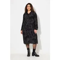 Ulla Popken Midikleid Hemdblusenkleid Knopfleiste Hemdkragen Langarm