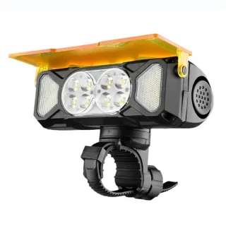 BIKIGHT 120dB Horn Cycling Headlight with Dust Cover Tweeter Type-C Charging 7 Modes Bike Front Light for MTB Night Ridi
