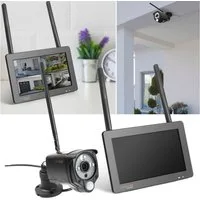 Technaxx Überwachungskamera 7'' Monitor WLAN-Überwachungskamera-Set: Full-HD, App & Nachtsicht (Zwei-Wege Kommunikation via Mikrofon und Lautsprecher)