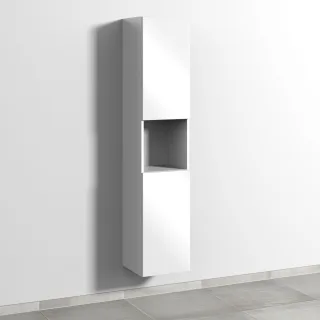 Sanipa 3way Hochschrank mit 2 Türen und 1 offenem Fach, Weiß-Glanz SF11578