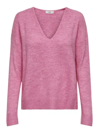 JDY - JDYELANORA L/S V-NECK PULLO. KNT NOOS Pink Cosmos - Gr. - L