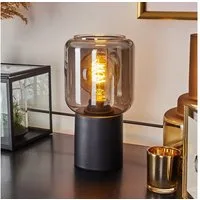 hofstein Tischleuchte Retro Lese Leuchten Nacht Tisch Lampen Rauchglas Schlaf Wohn Zimmer