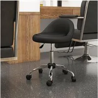 HOMCOM Rollsitz Höhenverstellbarer Arbeitshocker mit Rädern (Salonstuhl, 1 St., Bürohocker), Schwarz Ø50 x 63-83 cm