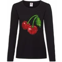 Urban Backwoods Langarmshirt Oldschool Cherries Vintage Logo I Damen Langarmshirt Cherry Rockabilly (1-tlg) Tattoo Kirschen Rockabella Oldschool