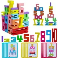 Aischens Montessori Holz Zahlenbausteine Set 20 Stück Lernspiel Kinder Spielbausteine, (Holz-Zahlenbausteine-Set für Kinder zum Lernen und Stapelspiel, 35 St., 20-teiliges Montessori-Holzlernspiel mit Zahlen und Anleitungskarten), Montessori-Zahlenba