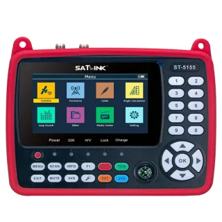 Satlink ST-5155 DVB-S2/T2/C HD Satellites Finder Meter 4.3 Inch H.265 HEVC Signal Strength Quality Auto Scan Angle Calcu