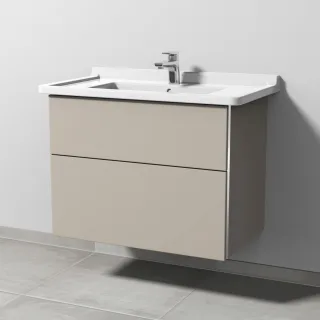 Sanipa 3way Waschtischunterbau zu Duravit Starck 3 Waschtisch mit 2 Auszügen, Kaschmir-Matt BP7111U