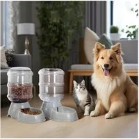Navaris Futterautomat Navaris Futter- und Wasserspender für Hund und Katze, Dunkelgrau