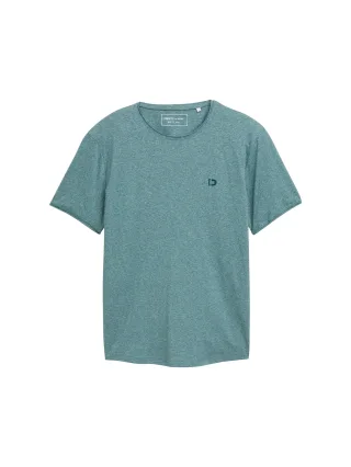 Denim Tom Tailor - T-Shirt in Melange Optik deep pond green mix melange - Gr. - XXL