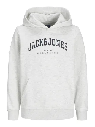 JACK&JONES - JJECALEB VARSITY SWEAT HOOD NOOS JNR white melange - Gr. - 128