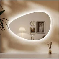 WDWRITTI Dekospiegel Wandspiegel mit beleuchtung Flur Flurspiegel Modern Rahmenlos (Schminkspiegel Kosmetikspiegel mit 3Lichtfarben, 65x90cm), Helligkeit 10%~100% dimmbar, Speicherfunktion, Touch
