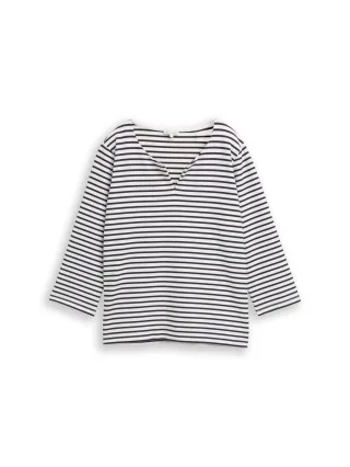 Tom Tailor - Langarmshirt mit Streifenmuster blue offwhite stripe structure - Gr. - S