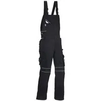 PKA Arbeitslatzhose Black Revolution, Herren Latzhose mit reflektierenden Applikationen