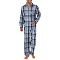 Normann Pyjama Herren Pyjama durchknöpfbar in edlem Gingham-Muster - 191 91 430