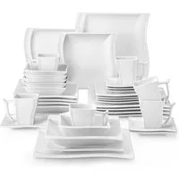 MALACASA Geschirr-Set Tafelservice FLORA für 6/4 Personen Marmor Geschirrset (36-tlg), 6 Personen, Porzellan