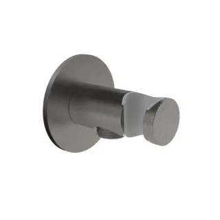 Herzbach Design iX PVD Brauseanschlussbogen 21.995200.1.40 Black Steel, Rosette d= 70mm, mit Konushalter