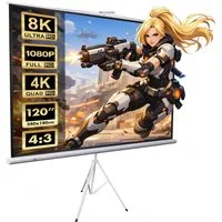 Maclean MC-608 Projektionsleinwand auf Stativ 240 x 180 cm 120'' Stativleinwand (Mobile Stativleinwand 240x180cm 4:3)