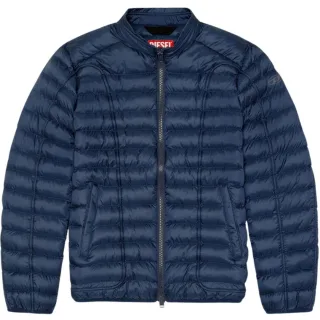 Einfarbige wattierte Jacke in Marineblau von Diesel
