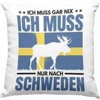 Trendation Dekokissen Trendation - Schweden Geschenk Ich Muss Gar Nix Ich Muss Nur Nach Schw