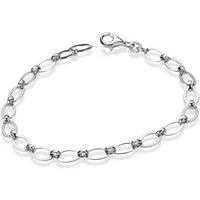 Materia Gliederarmband Damen Silber Figarokette 18cm SA-102, 925 Sterling Silber, rhodiniert