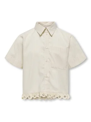 KIDS ONLY - KOGIRISA SS EMBRIODERY SHIRT WVN Oatmeal - Gr. - 158