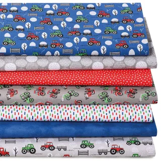 Patchwork- und Quiltpaket "Traktoren", blau-color