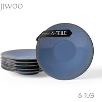 JIWOO Teller 6er Ø21,7cm, Pastateller Frühstücksteller Salatteller Dessertteller, (6 St), Keramik Hochwertiges Tellerset Blau Mikrowellen spülmaschinenfest
