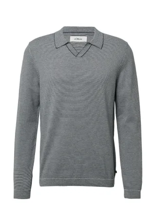 s.Oliver Red Label - Gestrickter Streifenpullover mit Polokragen blau/weiß - Gr. - S