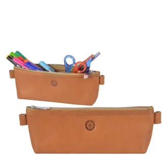 Federmäppchen geräumiges Hauptfach Leder naturbraun 22x8cm | Sonnenleder Berit. Langlebige Qualität für einen geordneten Alltag in natürlicher Optik.