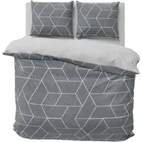 One Home Bettwäsche Winter Thermofleece, Fleece, 3 teilig, Geometrisch Wende, kuschelig flauschig warm weich Modern