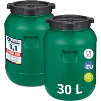 Garronda Regentonne Set 30 Liter Weithalsfass BPA-frei Lebensmittel Fass Deckel GD-0121, 30 l, (2-tlg), BPA-Frei