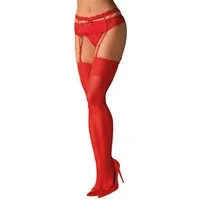 Obsessive Strapsstrümpfe Transparente Straps-Strümpfe - rot (1-Paar) transparent