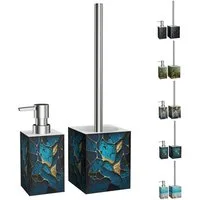Sanilo Badaccessoire-Set mit Motiv, viele schöne Seifenspender und WC Bürsten zur Auswahl, Klobürste mit auswechselbaren Bürstenkopf, 2 tlg., 2-tlg., Desinfektionsspender mit stabiler Pumpe, hochwertig & modern