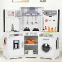 TLGREEN Kinder-Küchenset Kinderküche Holz, Spielzeugküchen XXL, (102x30x92 cm), Spielküche mit Sound und Licht, inkl. Spielzubehör