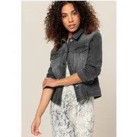 bianca Jeansjacke JUNE in modernem Design mit Metall-Logoknöpfen