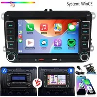 ESSGOO Für VW Golf 5 6 Plus Touran Caddy Jetta Autoradio Carplay Android Auto Autoradio (System : WinCE, Rückfahrkamera(optional), 2 DIN, AM/FM, SWC, CANBUS-Adapter ENTHALTEN (optimiert für Windows CE-System)
