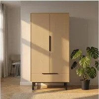 HOME DELUXE Kleiderschrank NYLA - 100 x 200 cm 2-türiger Kleiderschrank mit Lamellenfronten, Schlafzimmerschrank