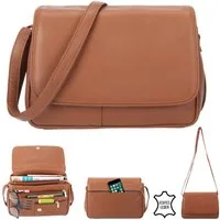 Alessandro Salvatore Handtasche Leder Damen mittel klein Lederhandtasche, Schultertasche Echtleder Damentasche Tasche Florenz 12975 + Etui