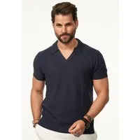 SOULSTAR Poloshirt mit offenem Kragen Herren Kurzarm Strick Polo-Hemd T-Shirt