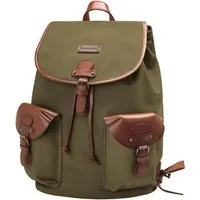 DRAKENSBERG Wanderrucksack »Henrietta« Oliv-Grün, Wanderrucksack aus wasserabweisendem Canvas mit Leder-Beschlägen