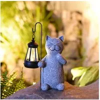 TUWENA LED Solarleuchte Katze Gartenfiguren mit Solar Laterne, Wasserdicht Solarlampe Figur, Für Balkon Garten Deko, für Frauen, Muttertagsgeschenk, Mama Geschenk