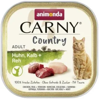 animonda Carny Country Nassfutter Katze, Adult, Huhn, Kalb und Reh 64x100 g