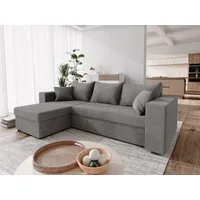 NACANAPA Ecksofa DOMINO, Kleine Ecksofa mit Schlaffunktion und zwei Bettkasten, Liegefläche 140x200 cm, Universelle Ecklösung, 2 Bettzeugcontainer, große Liegefläche 140x200 cm